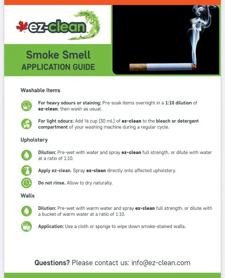 ez-clean smoke smell application guide
