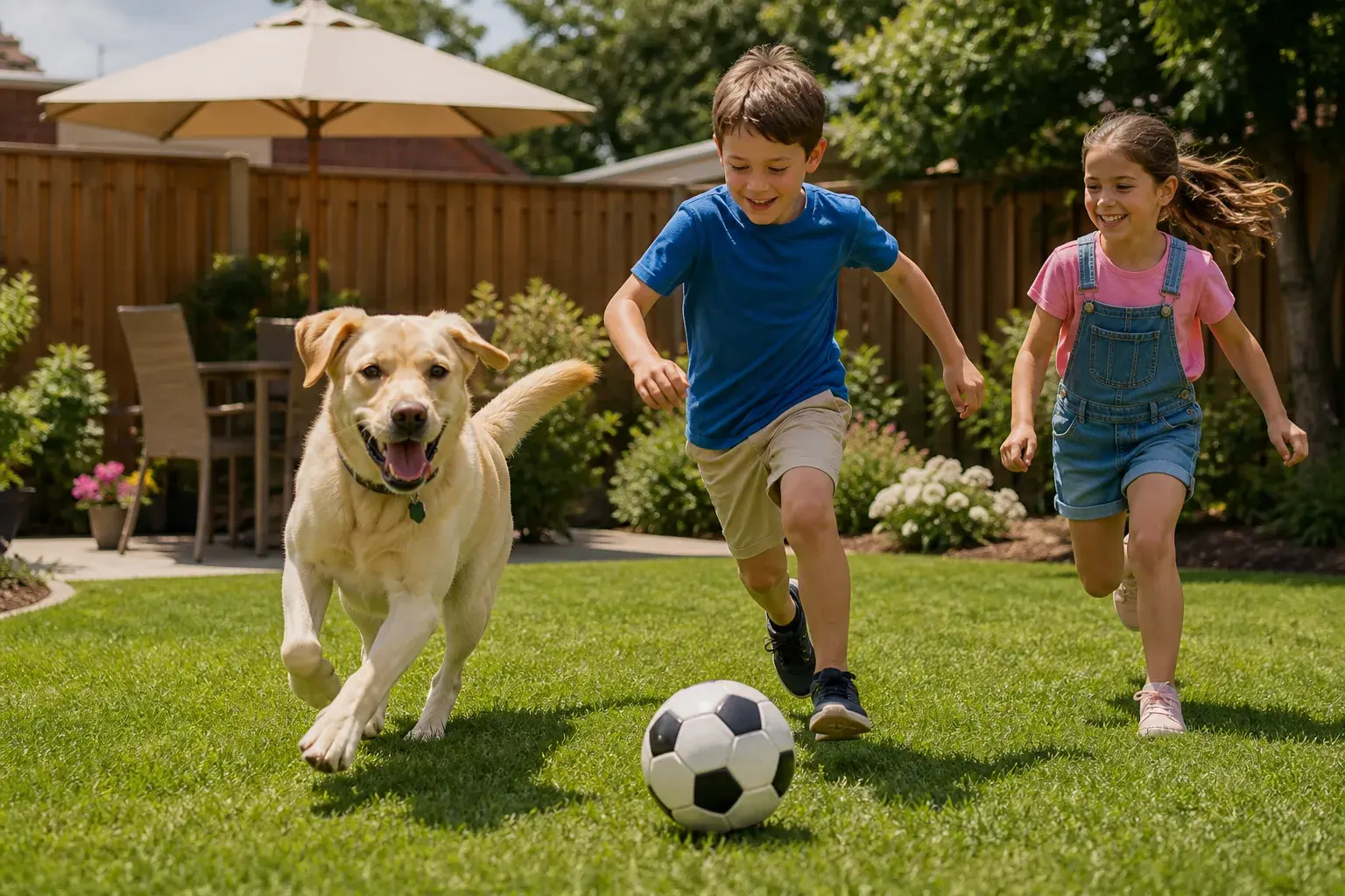 Dogs and family yard time near Clairfields