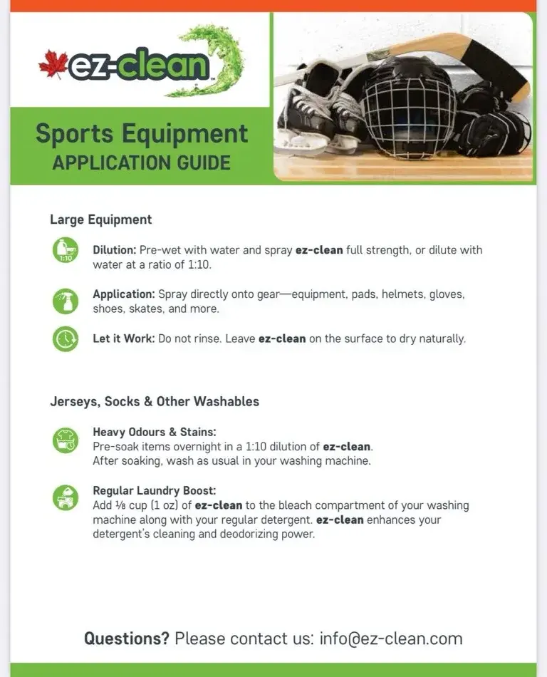 ez-clean sports equipment application guide