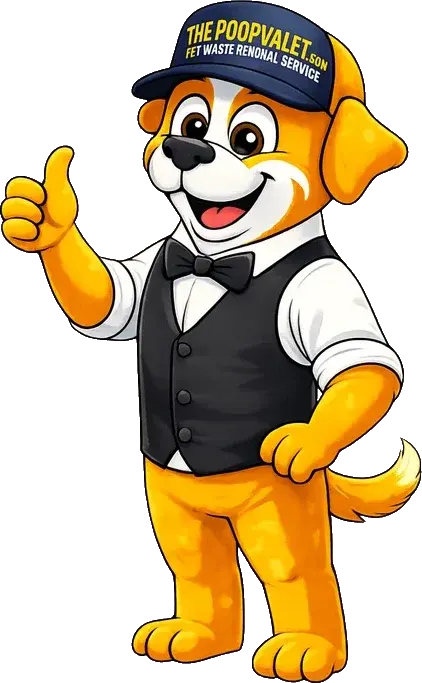The Poop Valet mascot giving a thumbs up