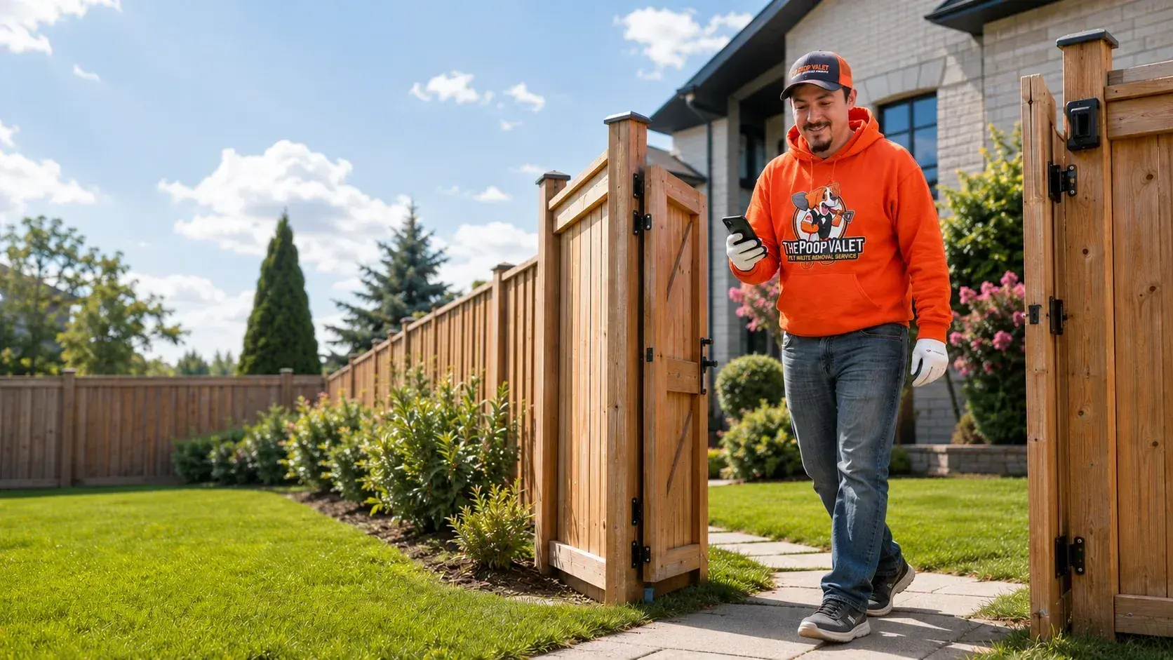 The Poop Valet crew member working on a Kitchener, Waterloo, Cambridge, and Guelph yard cleanup route