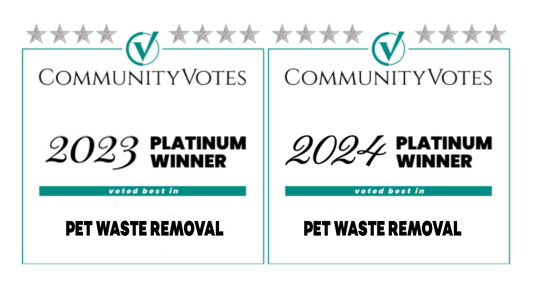 Community Votes Platinum Pet Waste Removal Award Winner 2023 & 2024