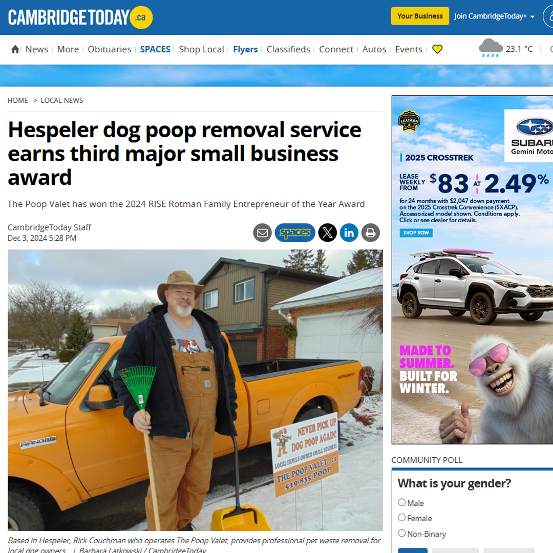 Cambridge Today article on The Poop Valet